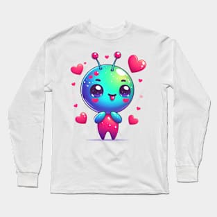 Very cute alien with hearts Long Sleeve T-Shirt